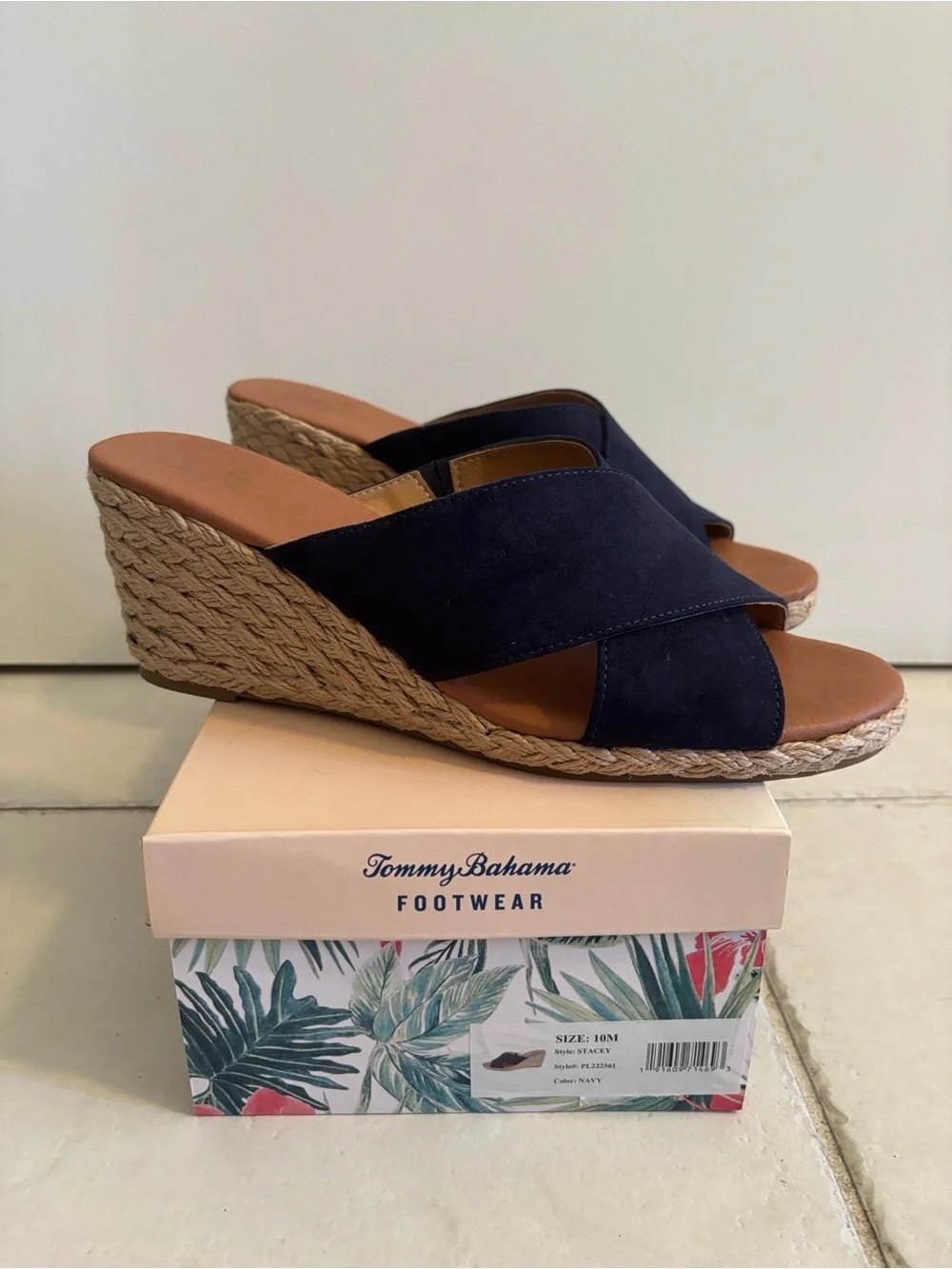 Tommy Bahama Navy Suede Wedge Sandals